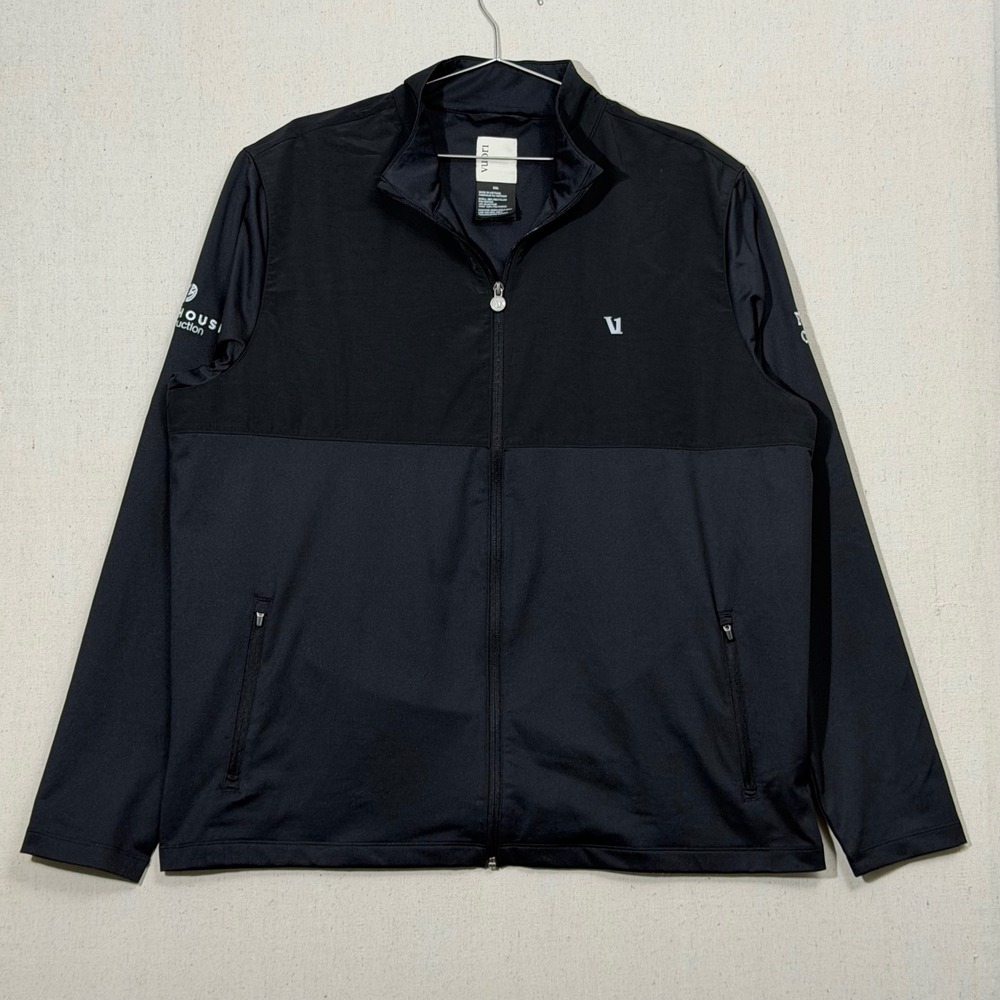 Vuori Sunday Element Track Jacket Mens XXL Black Full Zip Jacket Activewear LOGO